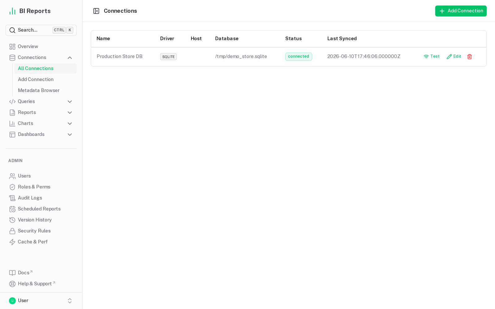 Database Connections screenshot