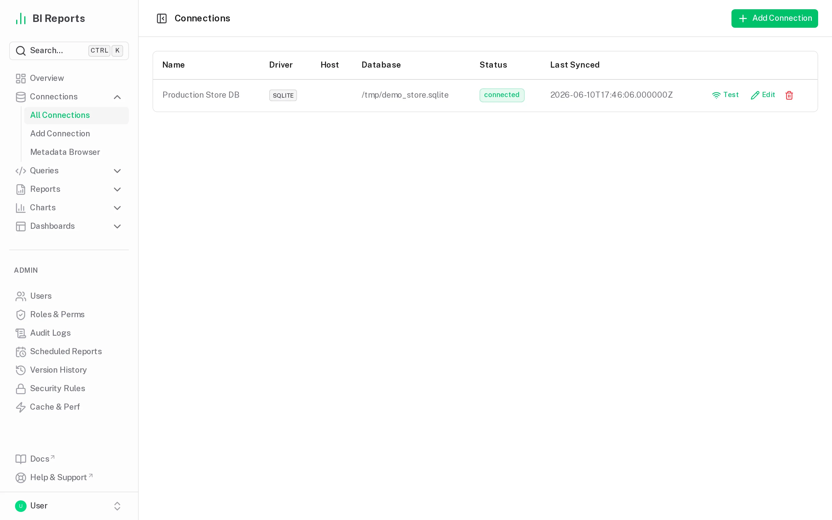 Database Connections screenshot