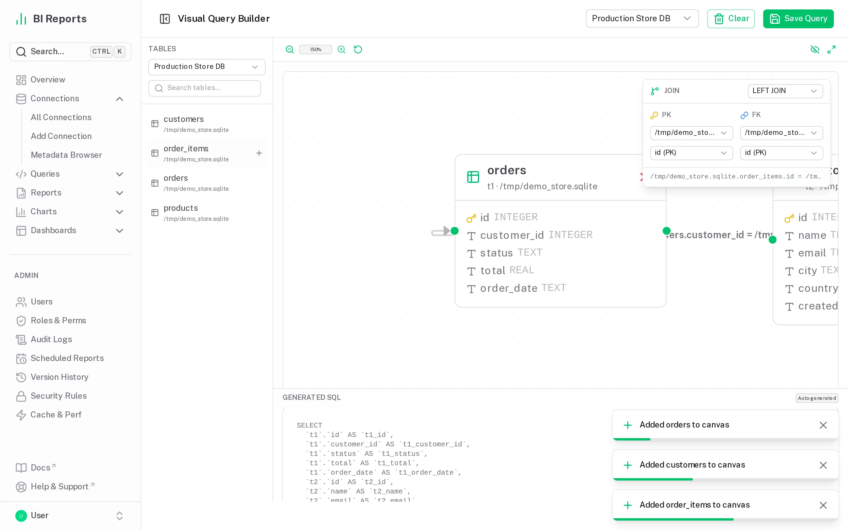 Visual Query Builder screenshot
